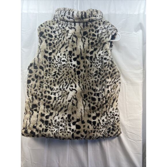 Valerie Stevens Reversible Puffer Vest Women's Size Large Leopard Black - Picture 1 of 11
